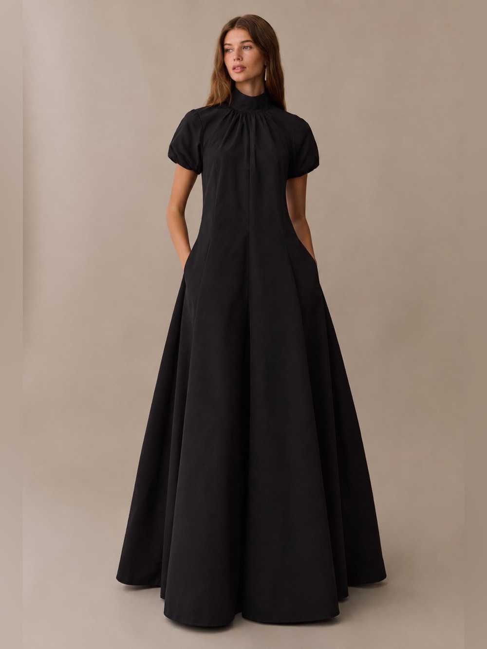 NWT o.p.t Staud Factory Black Structured Bow Detail Few Moda Maxi Dress Small